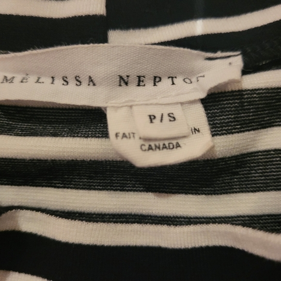 Melissa Nepton Black and White Striped Sleeveless Top With Sheer Bottom - Picture 2 of 5